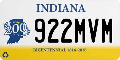 IN license plate 922MVM