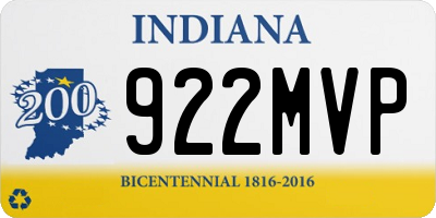IN license plate 922MVP