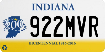IN license plate 922MVR