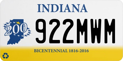 IN license plate 922MWM
