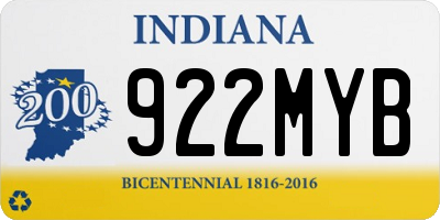 IN license plate 922MYB