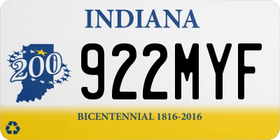 IN license plate 922MYF