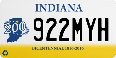 IN license plate 922MYH