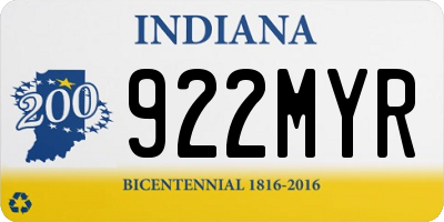 IN license plate 922MYR