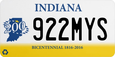 IN license plate 922MYS