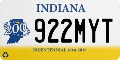 IN license plate 922MYT