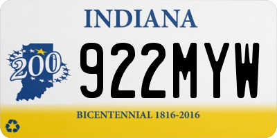 IN license plate 922MYW
