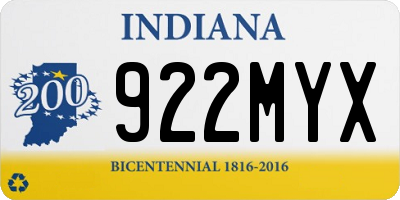 IN license plate 922MYX
