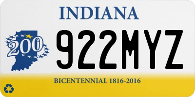 IN license plate 922MYZ