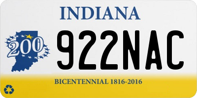 IN license plate 922NAC