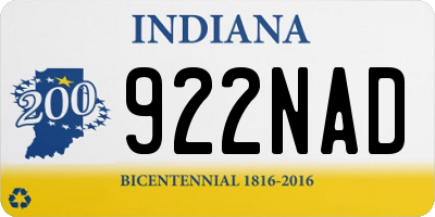 IN license plate 922NAD