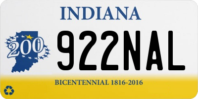 IN license plate 922NAL