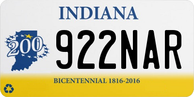 IN license plate 922NAR