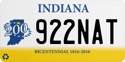 IN license plate 922NAT
