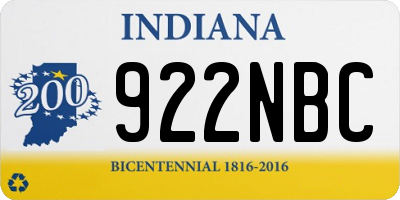 IN license plate 922NBC