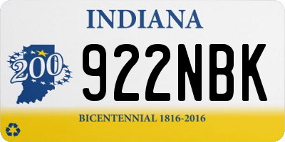 IN license plate 922NBK