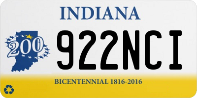IN license plate 922NCI