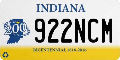 IN license plate 922NCM