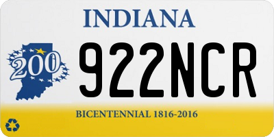 IN license plate 922NCR