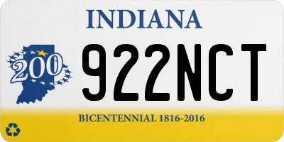 IN license plate 922NCT