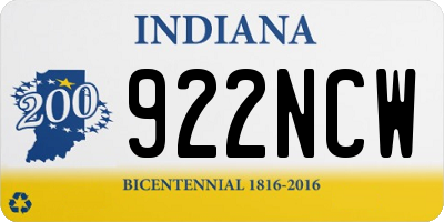 IN license plate 922NCW