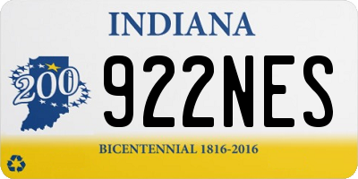 IN license plate 922NES