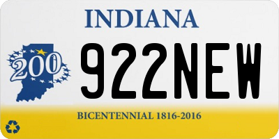 IN license plate 922NEW