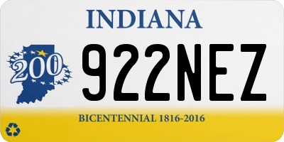 IN license plate 922NEZ