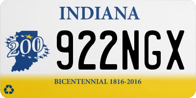 IN license plate 922NGX
