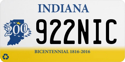 IN license plate 922NIC