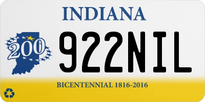 IN license plate 922NIL