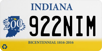 IN license plate 922NIM