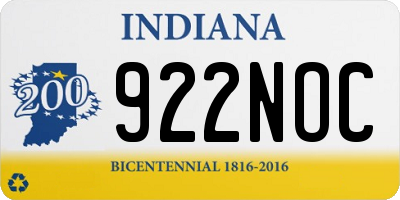 IN license plate 922NOC
