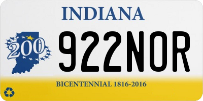 IN license plate 922NOR