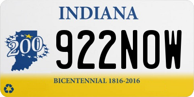 IN license plate 922NOW