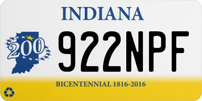 IN license plate 922NPF