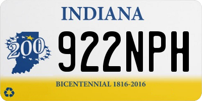 IN license plate 922NPH