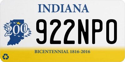IN license plate 922NPO