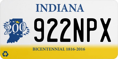 IN license plate 922NPX