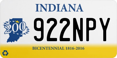 IN license plate 922NPY