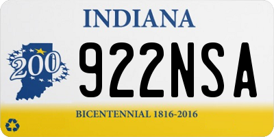 IN license plate 922NSA