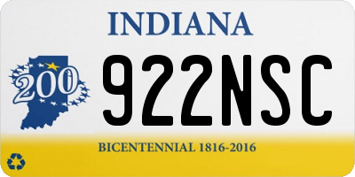 IN license plate 922NSC