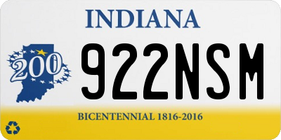 IN license plate 922NSM