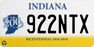 IN license plate 922NTX