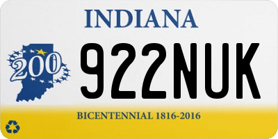 IN license plate 922NUK