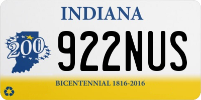 IN license plate 922NUS