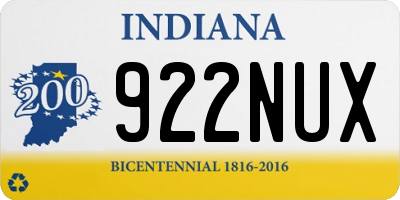 IN license plate 922NUX