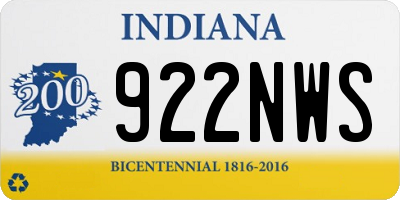 IN license plate 922NWS