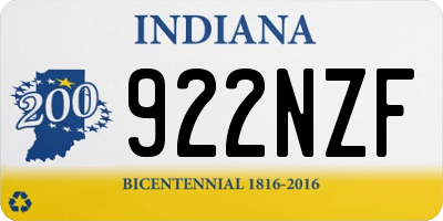 IN license plate 922NZF