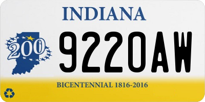 IN license plate 922OAW